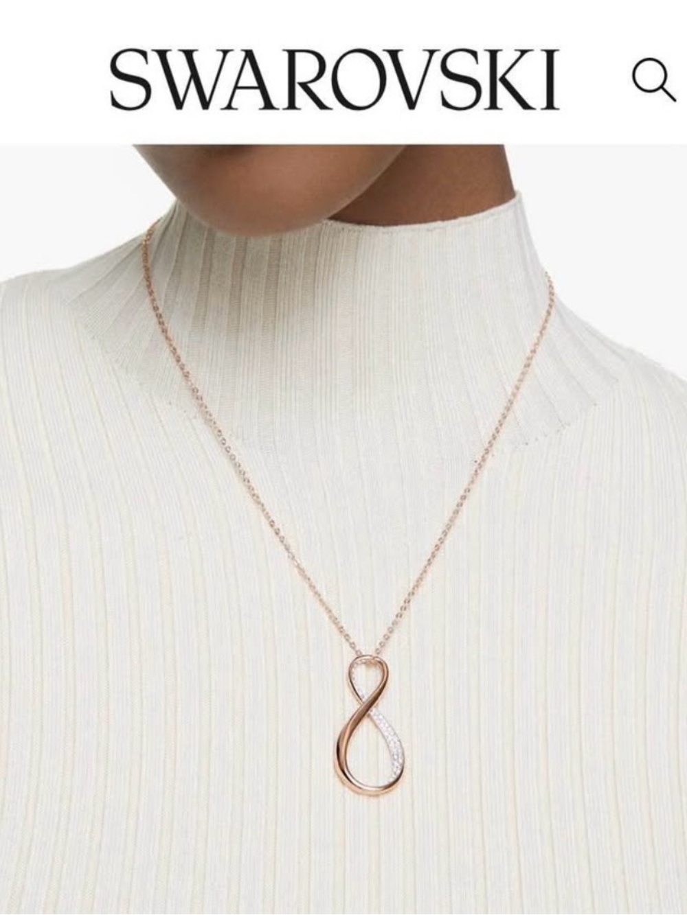 Swarovski Rose-Tone Infinity Pendant Necklace with Clear Crystals